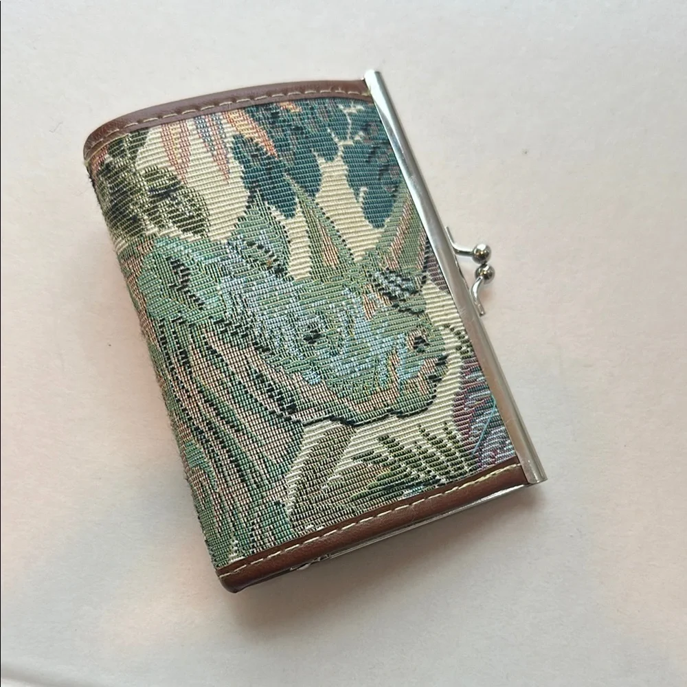 Vintage Tapestry Jungle Wallet with Silver Trim